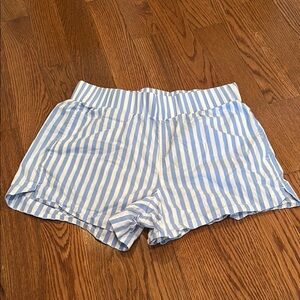 Blue and White Striped Women's Shorts